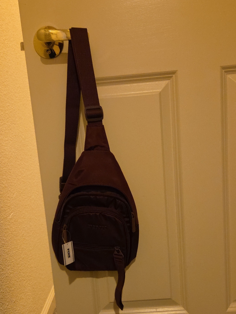 PINK Women's Burgundy Sling Crossbody Bag
